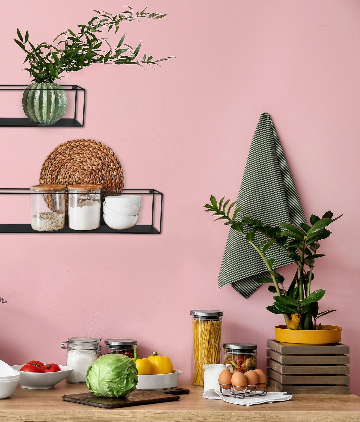 ZESTAW REGAŁÓW ŚCIENNYCH LISA - czarny, Modern, metal (65/15/15cm)