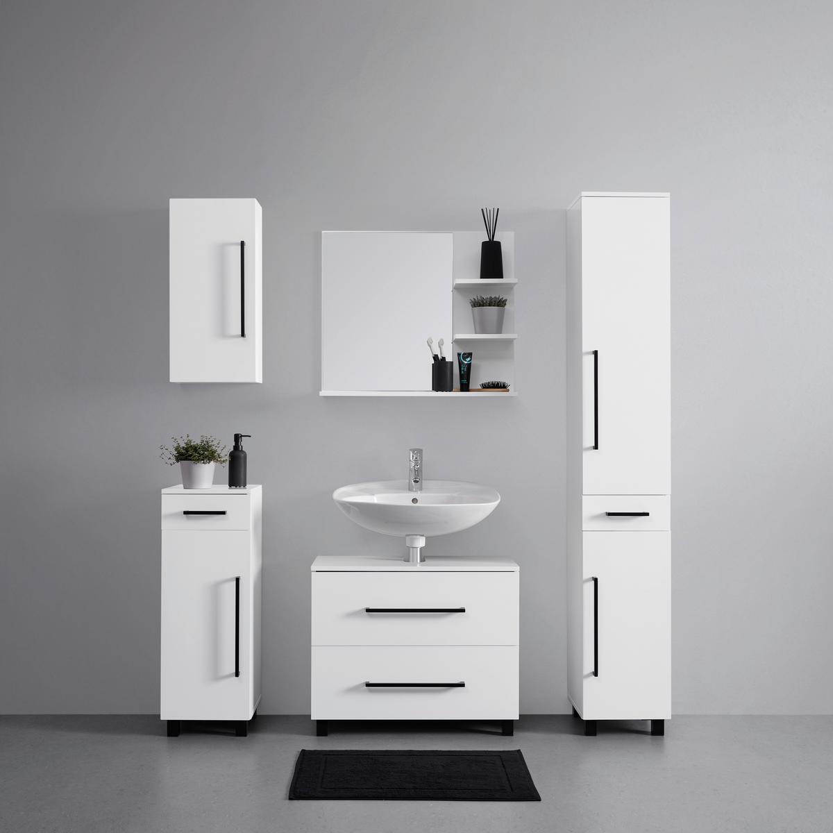 Unterschrank Marianne Weiß ca. 30x84x35 cm - Schwarz/Weiß, MODERN, Holzwerkstoff/Kunststoff (30/84/35cm) - Bessagi Home