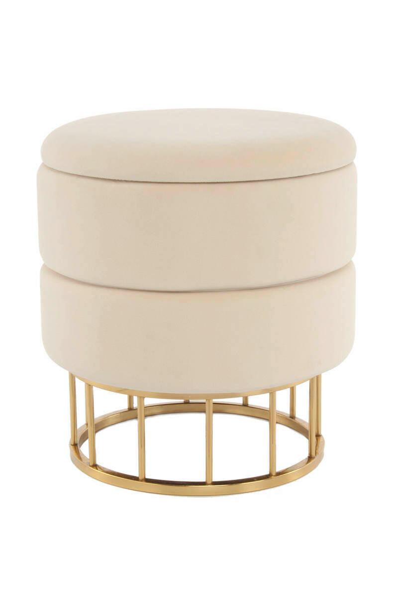 HOCKER Hocker rund in Beige - Beige/Goldfarben, Basics, Holzwerkstoff/Kunststoff (37,5/41/37,5cm) - Kayoom