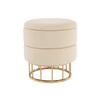 HOCKER Hocker rund in Beige - Beige/Goldfarben, Basics, Holzwerkstoff/Kunststoff (37,5/41/37,5cm) - Kayoom
