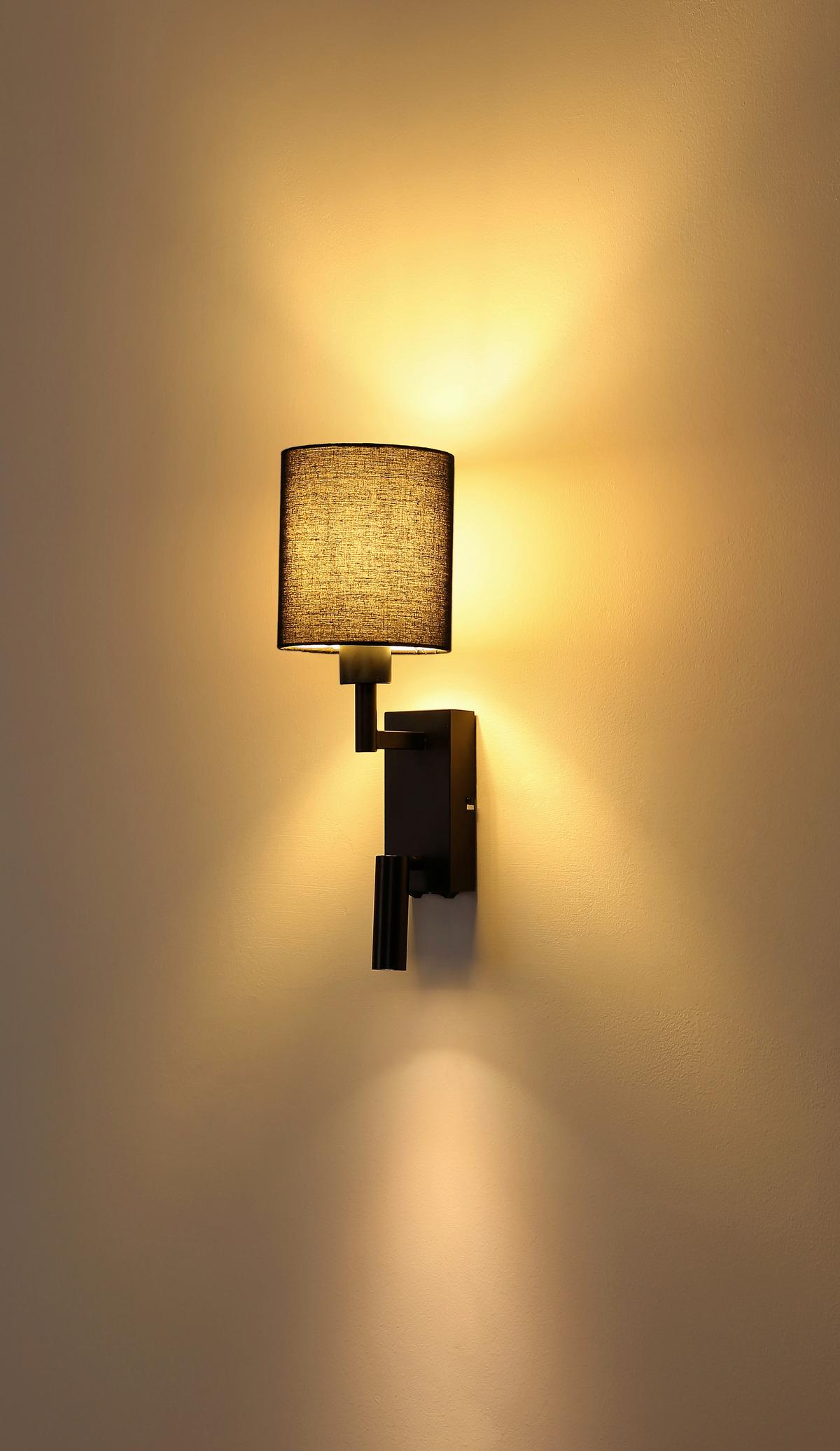 Led Zidna Svjetiljka Zamora - crna, Konvencionalno, metal/tekstil (15/45,5cm) - Globo