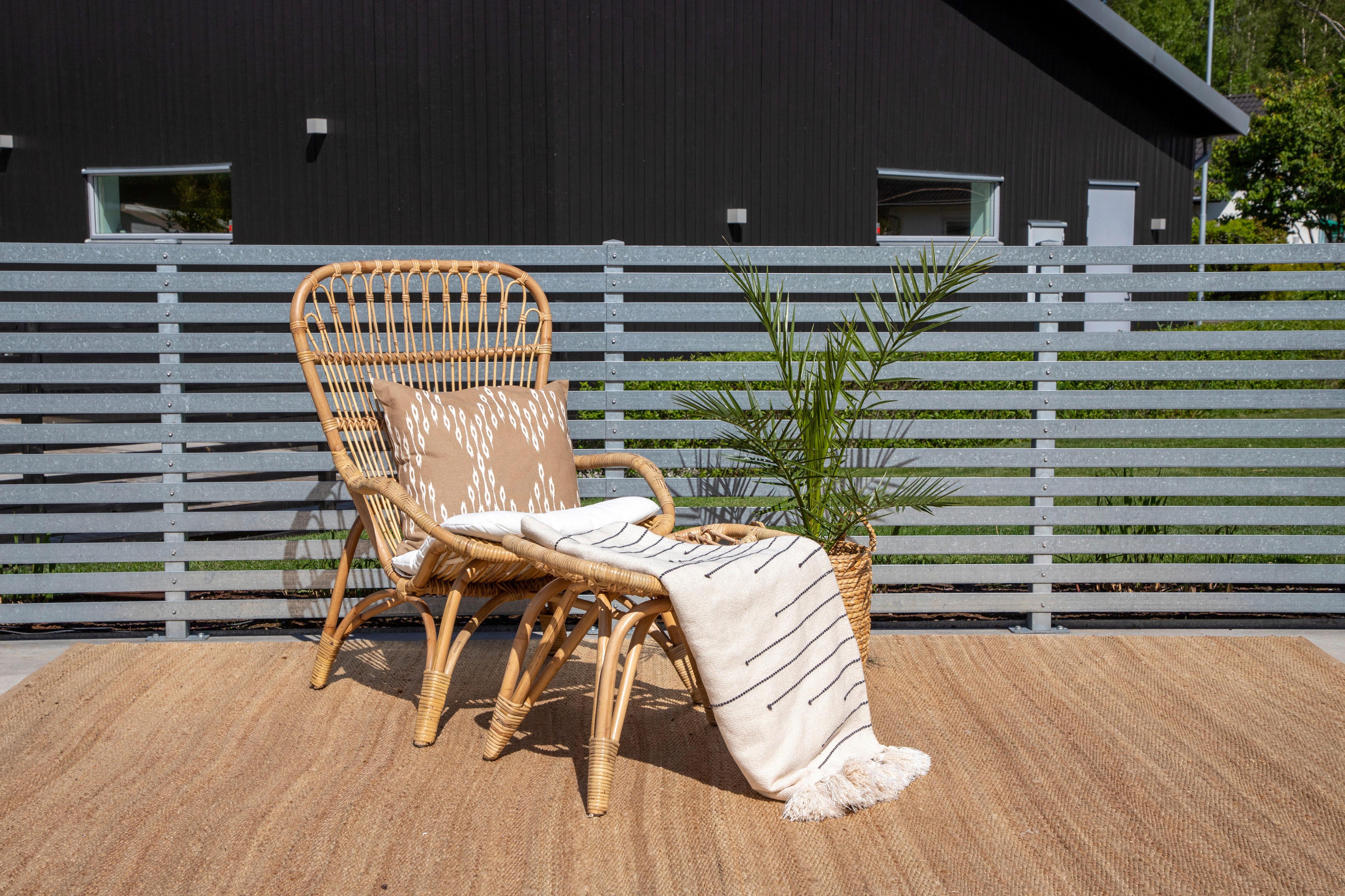 Loungesessel Ella Rattan ca. 66x95x131 cm Braun - Braun/Weiß, KONVENTIONELL, Holz (66/95/131cm) - Gardenson