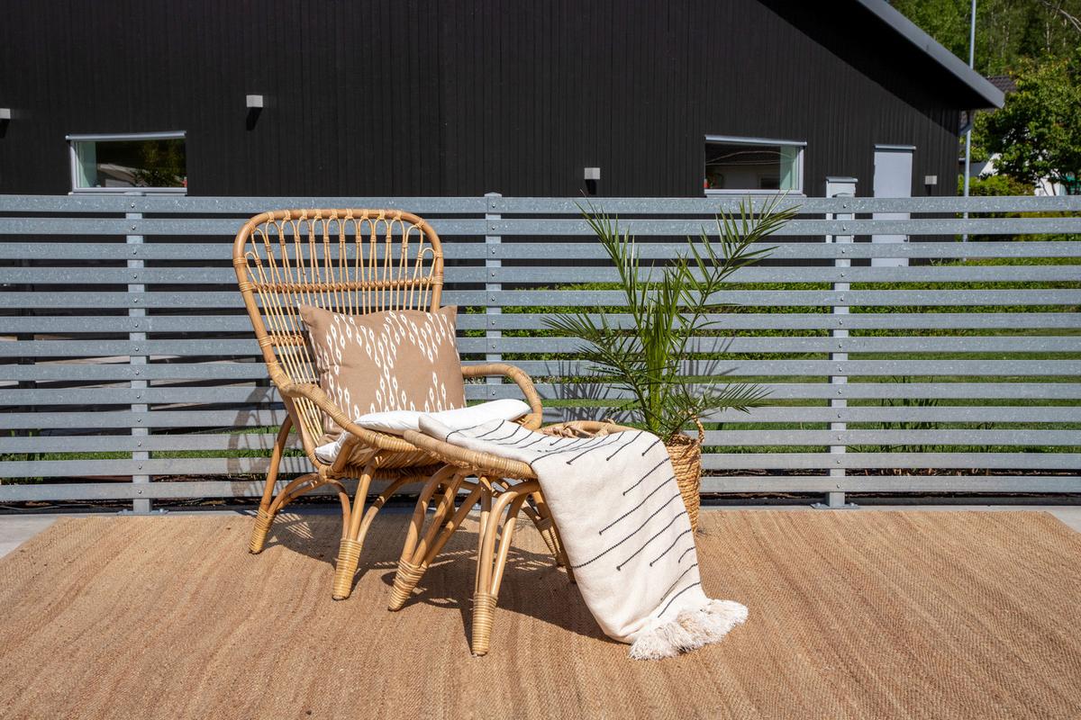 Loungesessel Ella Rattan ca. 66x95x131 cm Braun - Braun/Weiß, KONVENTIONELL, Holz (66/95/131cm) - Gardenson