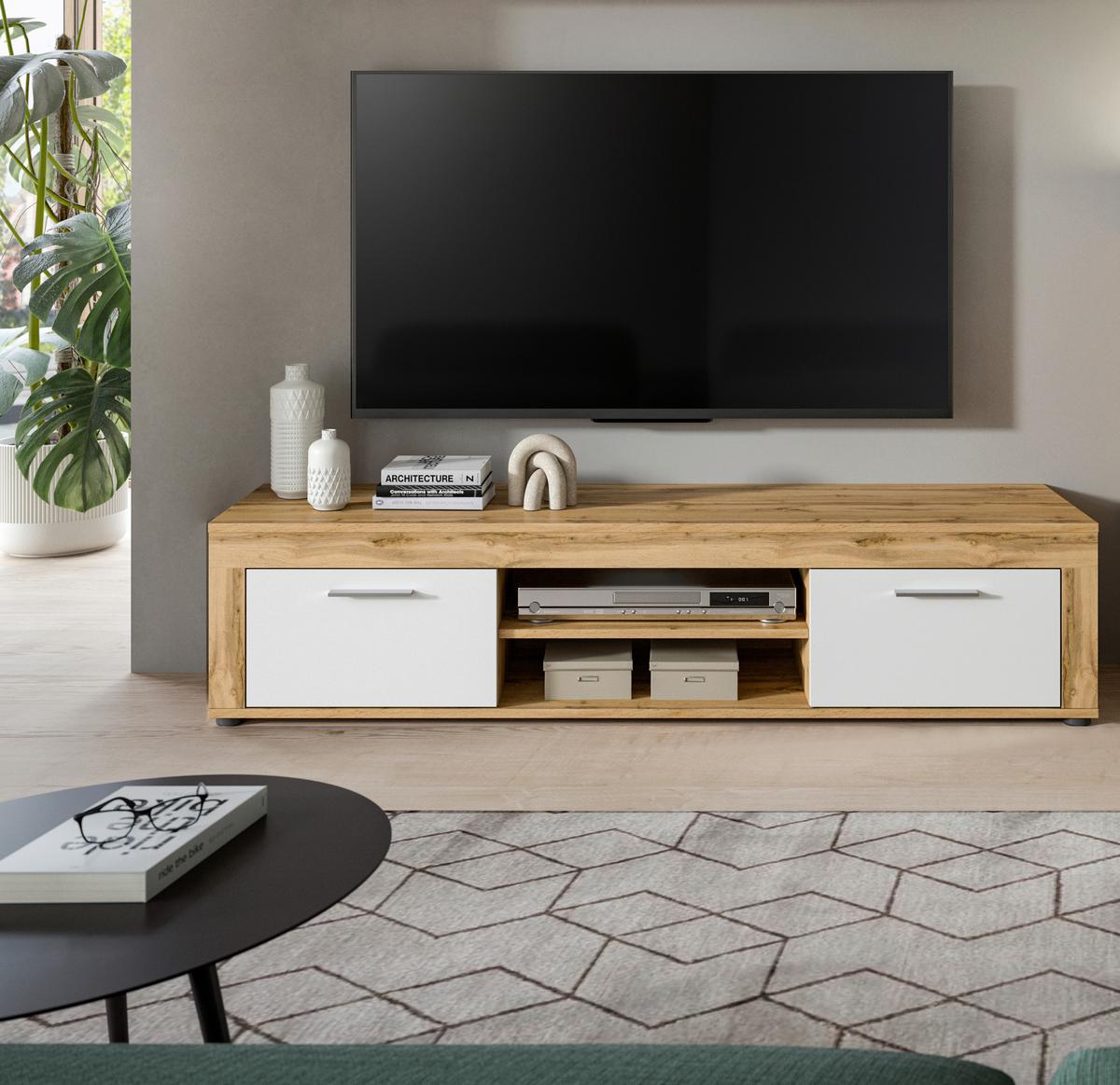 Tv Komoda Jam - bijela/srebrne boje, Design, drvni materijal/plastika (160/37/40cm) - Modern Living