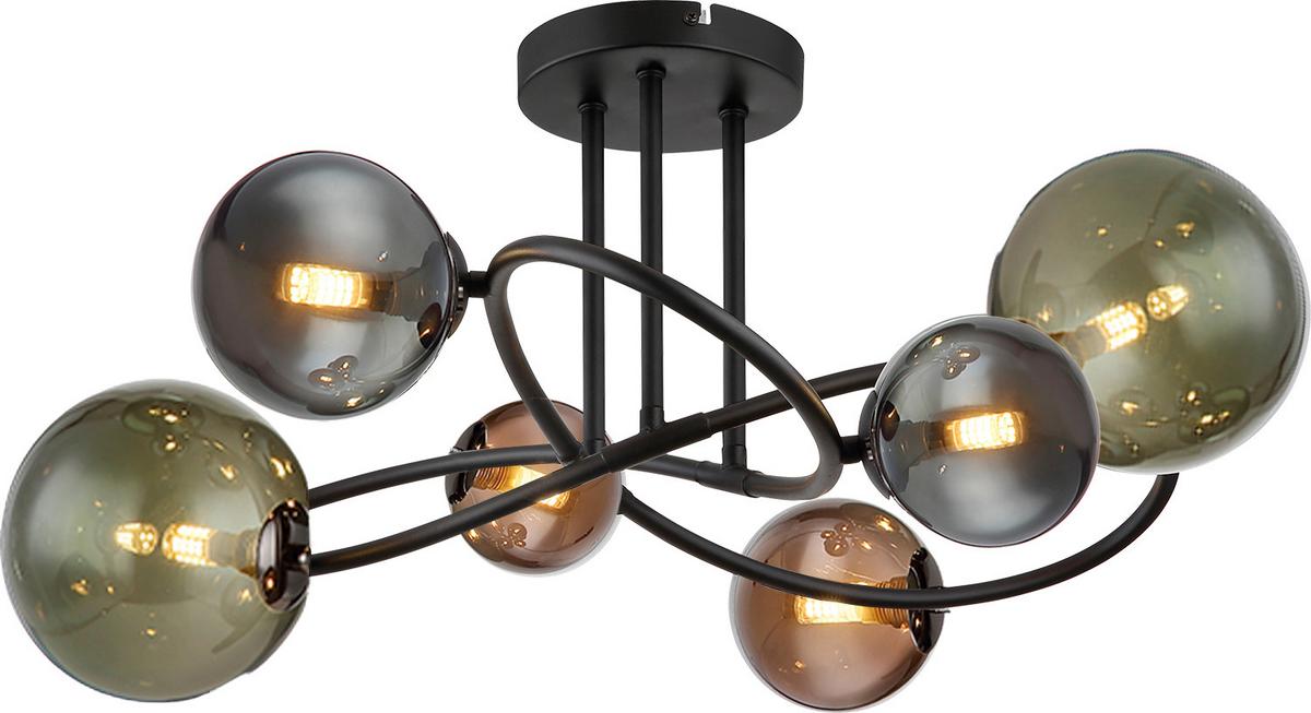 LAMPA SUFITOWA LED 56142-6D RIHA - zielony/petrol, Design, metal/szkło (65/25cm) - Globo