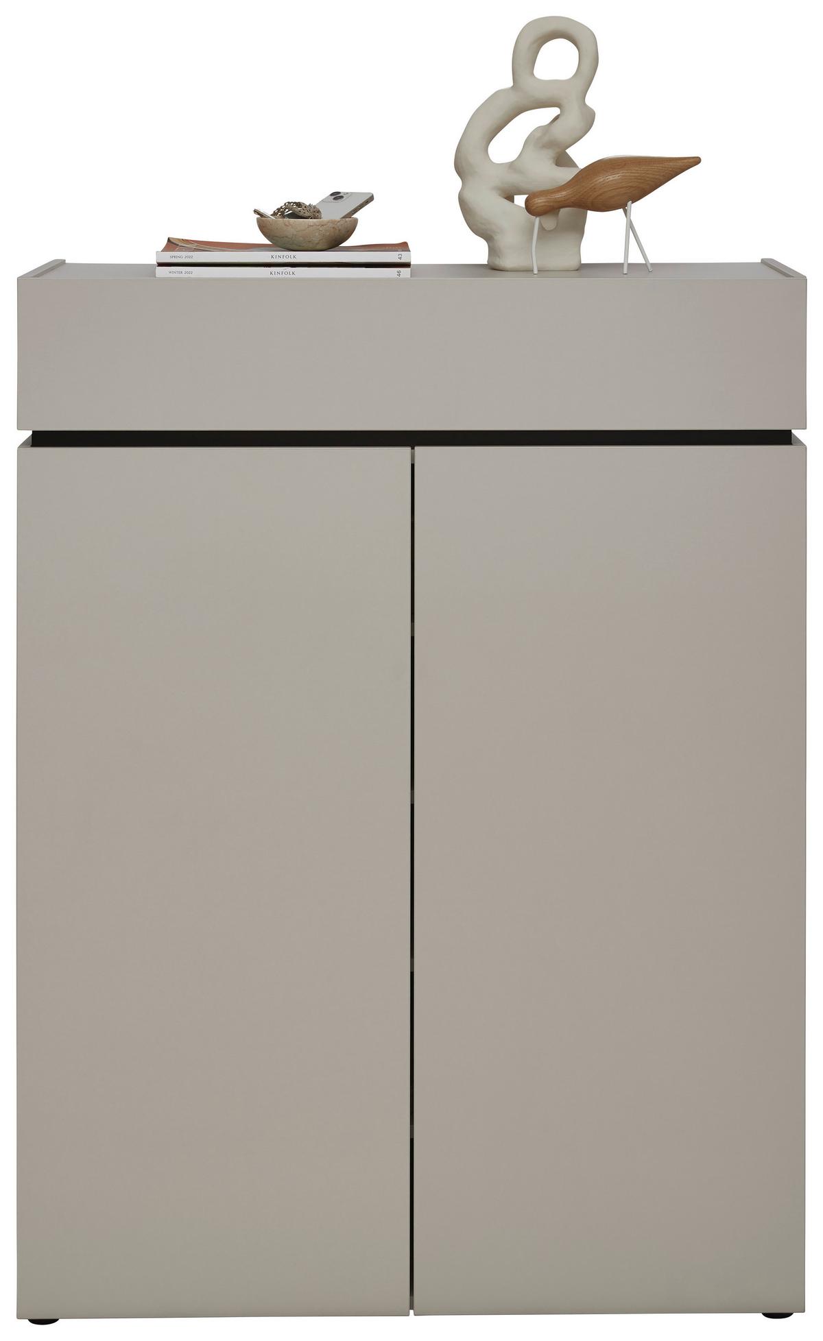 SZAFKA NA BUTY UNIQUE - kaszmir/czarny, Design, materiał drewnopochodny/tworzywo sztuczne (90/121/40cm) - Voleo