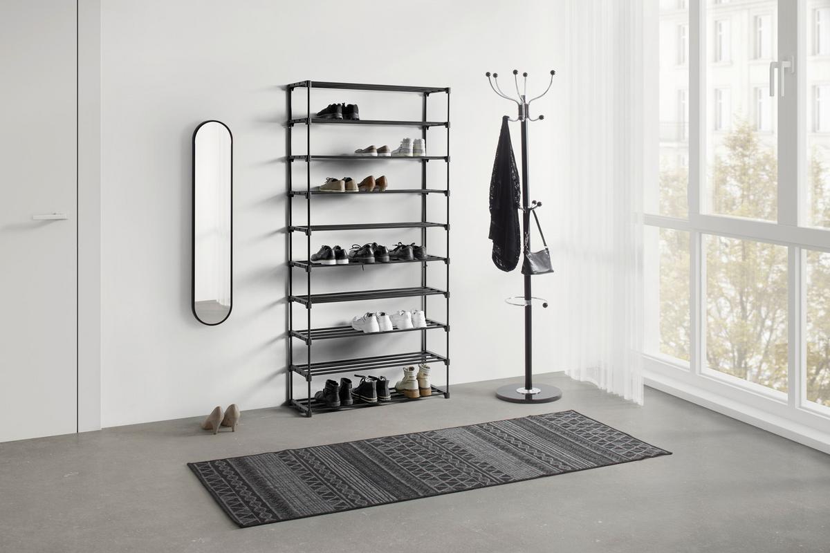 Schuhregal Grando Schwarz - Schwarz, Konventionell, Kunststoff/Metall (94/194/30cm) - Based