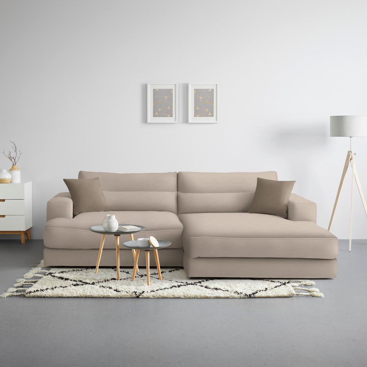 Ecksofa Fabiona rechts Cappuccino - Cappuccino, Modern, Holz (268/85/194cm) - Premium Living
