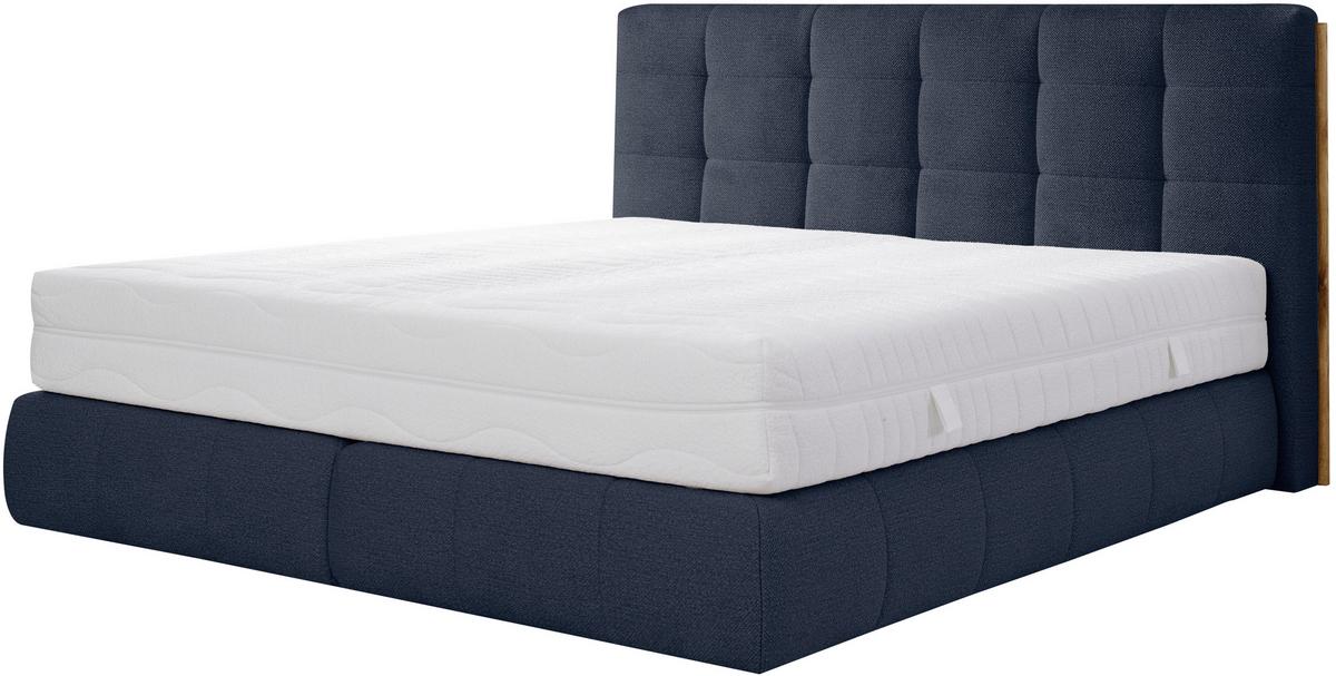 Boxspringbett Lavenito Dunkelblau ca. 200x200cm - Schwarz/Dunkelblau, KONVENTIONELL, Textil (200/200cm) - Premium Living