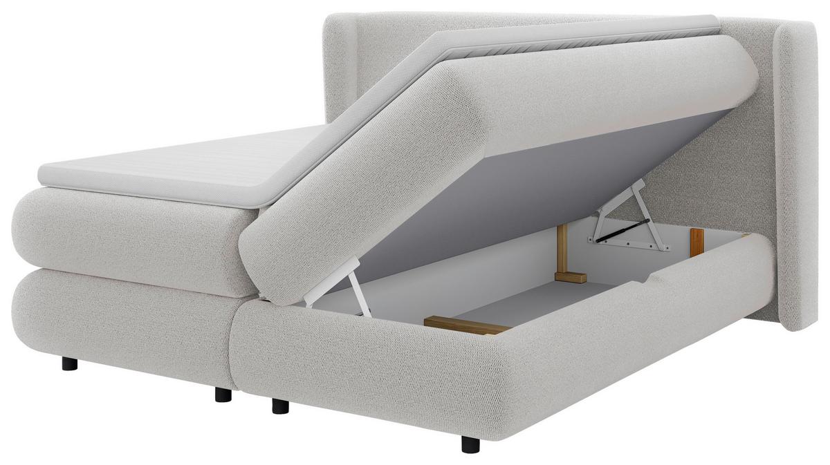 Boxspring Krevet Elodie - svijetlo siva/crna, Konvencionalno, tekstil/plastika (180/200cm) - Premium Living