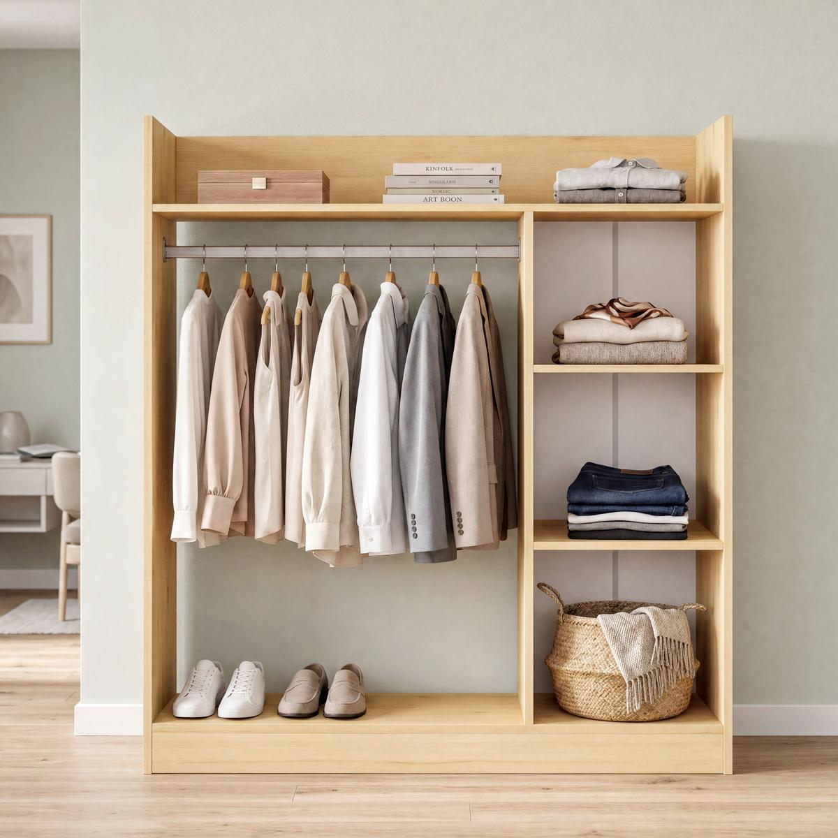 Offener Kleiderschrank Palosa "m" - Honigeiche, Modern, Holzwerkstoff/Metall (118/115/35cm) - Livetastic