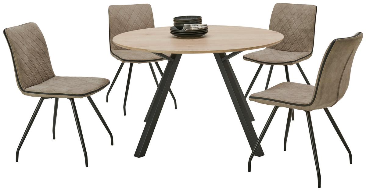 Masa ARNO 120 - culoare natur/negru, Konventionell, metal/material pe bază de lemn (120/76/120cm)