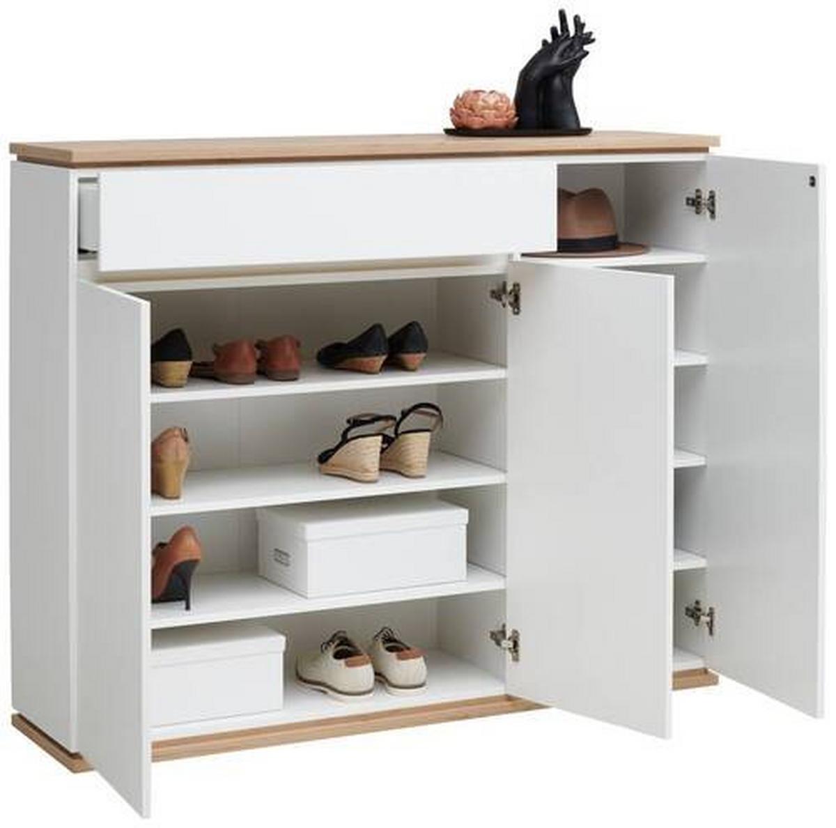 SZAFKA NA BUTY YAMAEL - biały/czarny, Design, materiał drewnopochodny/tworzywo sztuczne (135/112/38cm) - Xora