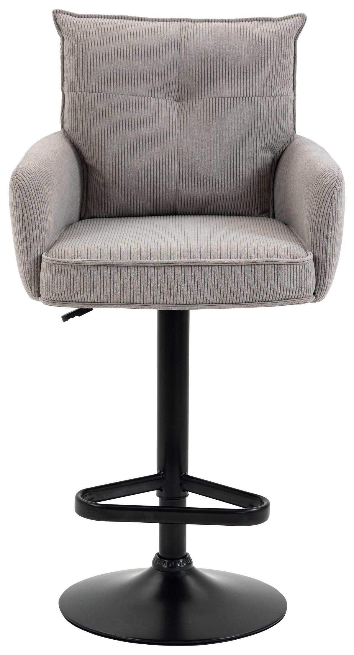 STOŁEK BAROWY POINT - czarny/taupe, Design, metal/tkanina (54/98-120/58cm) - Novel