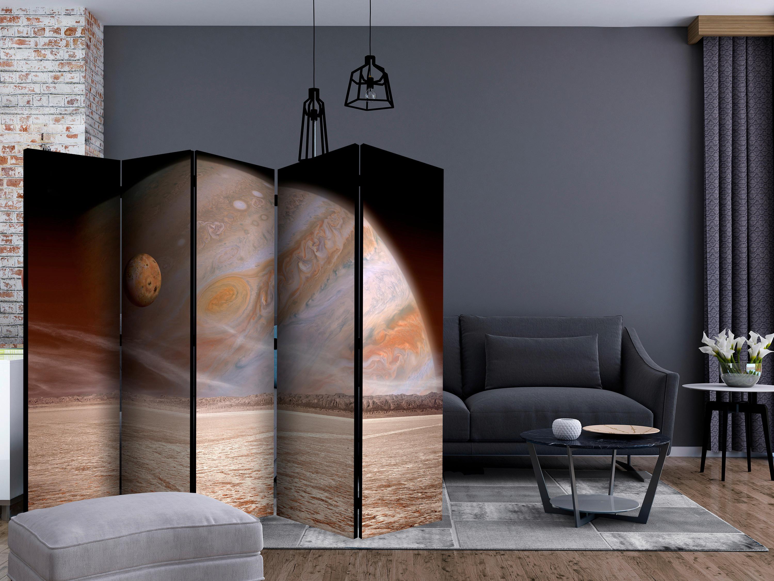 Paravan Planets I, 5-Delni, Akustičen - sahara/bež, Basics, umetna masa/tekstil (225/172/3cm) - artgeist