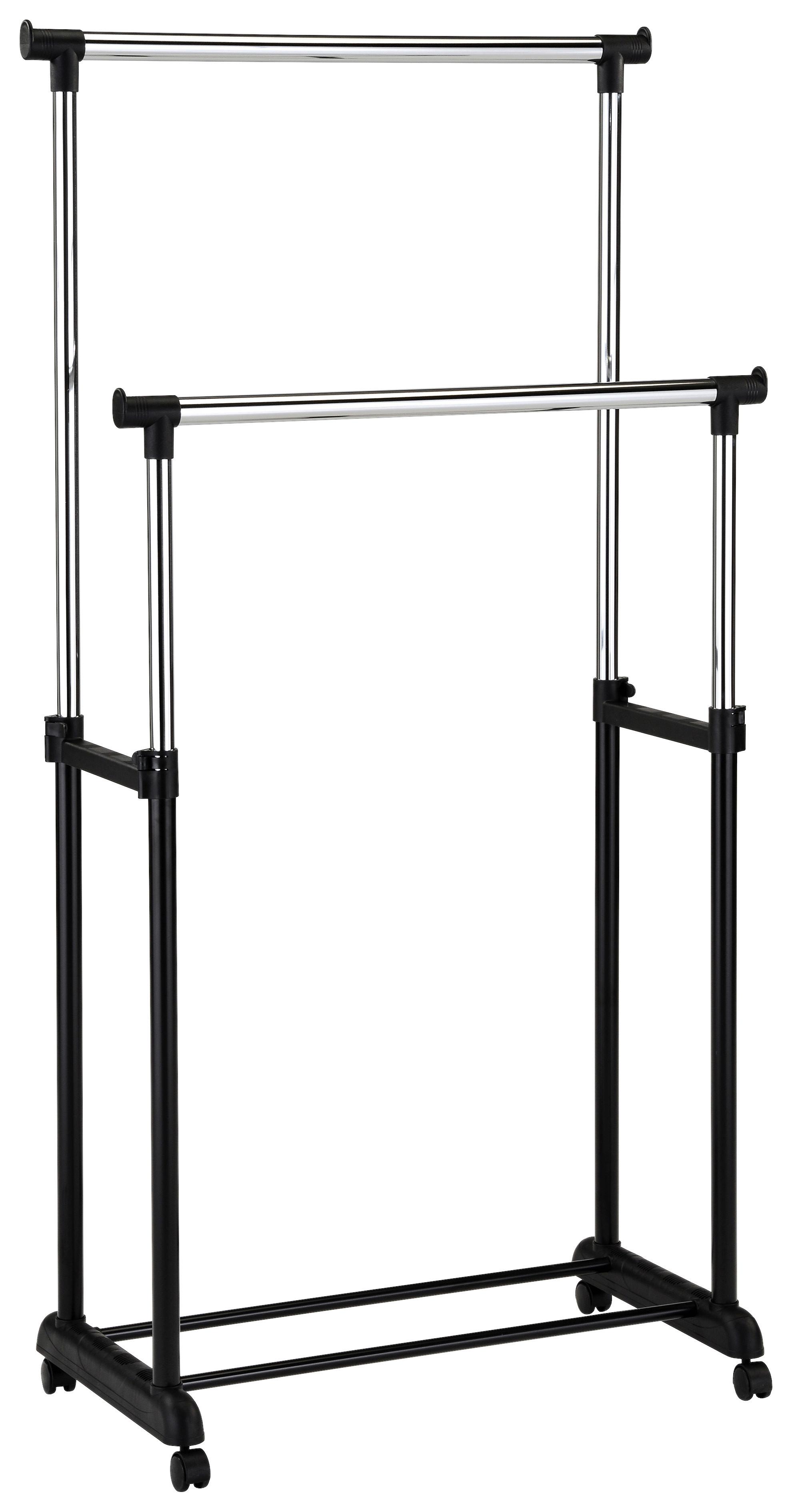 Kleiderwagen 84x94x44 cm höhenverstellbar - Chromfarben/Schwarz, Konventionell, Kunststoff/Metall (84/94-168/44cm) - Mömax