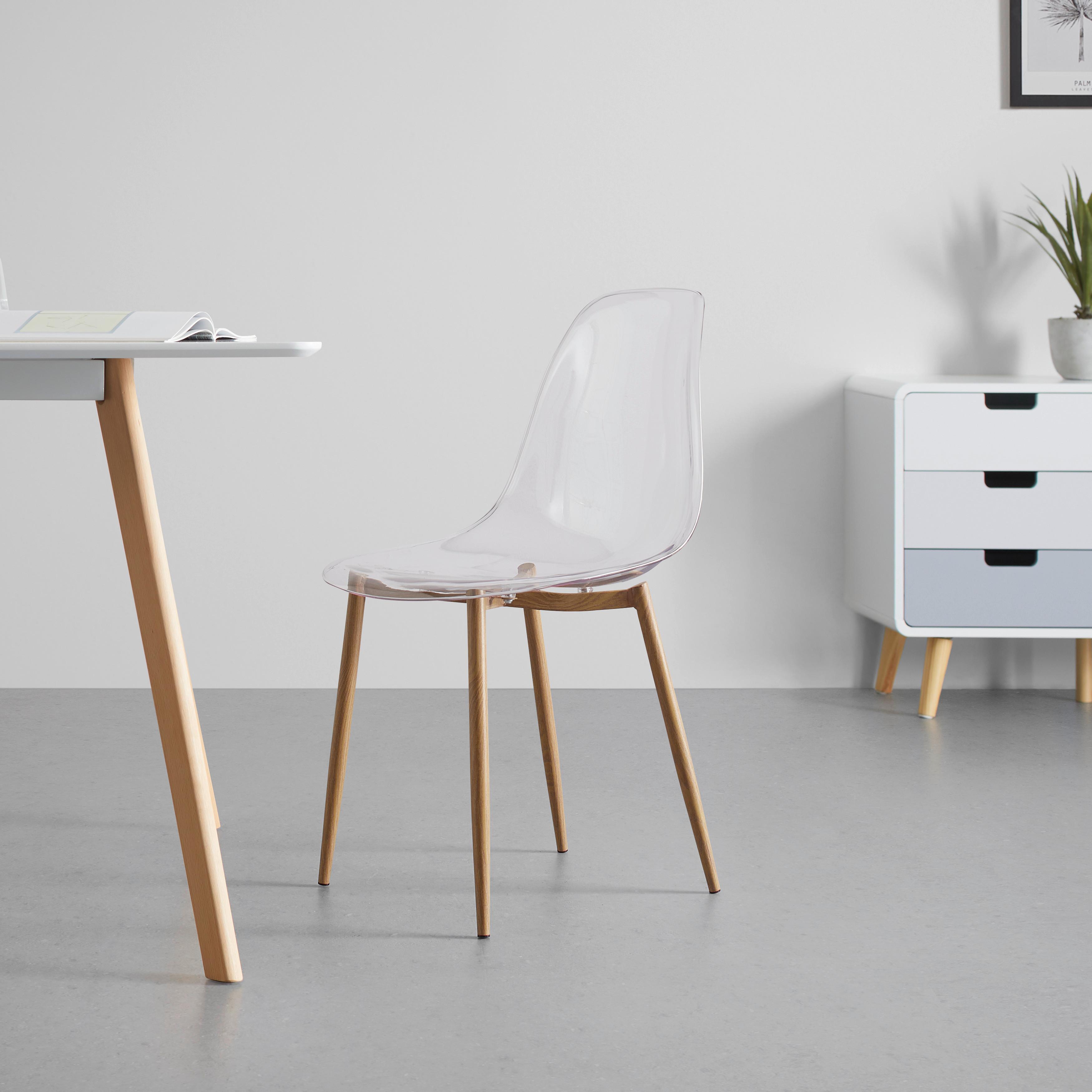 Stuhl Vinnie Transparent Kunststoff - Transparent/Naturfarben, MODERN, Kunststoff/Metall (47/83/52cm) - Bessagi Home