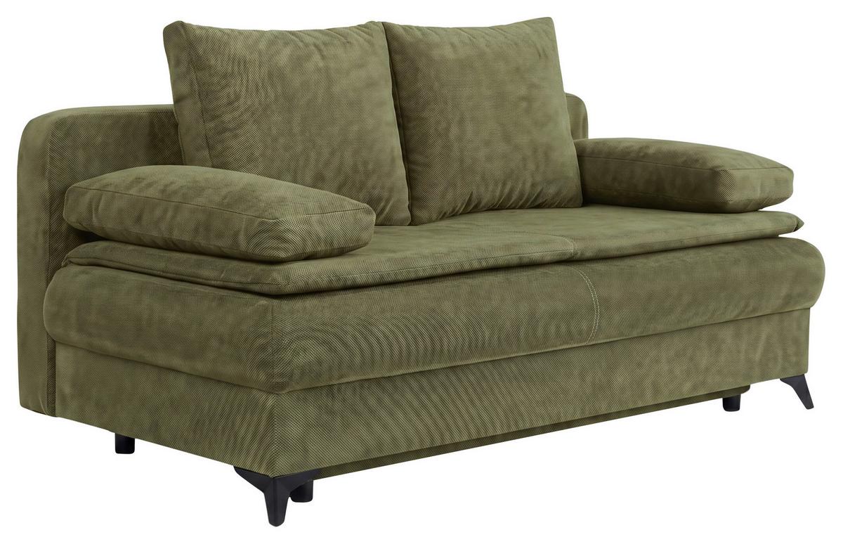 Schlafsofa Ken Olivgrün - Schwarz/Olivgrün, KONVENTIONELL, Holzwerkstoff/Kunststoff (209/90/105cm) - Based