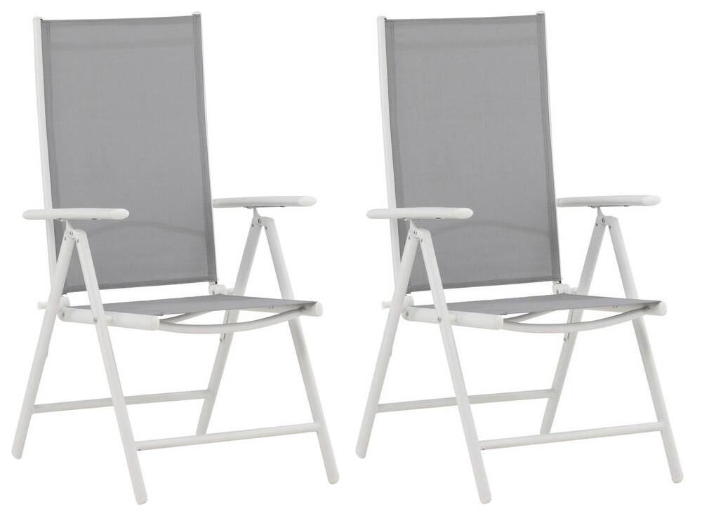 Gartenstuhl 2er-Set Break 108 cm Grau/Weiß 2er-Set - Weiß/Grau, KONVENTIONELL, Textil/Metall (55/108/62cm) - Gardenson
