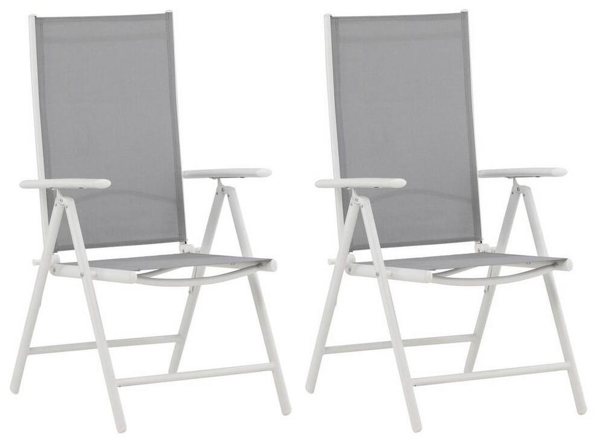 Gartenstuhl 2er-Set Break ca. 55x108 cm Grau/Weiß - Weiß/Grau, KONVENTIONELL, Textil/Metall (55/108/62cm) - Gardenson