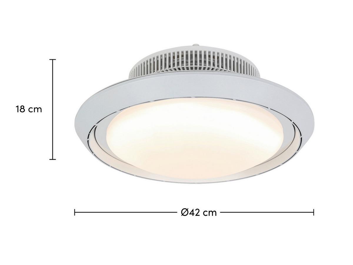 Ventilator de plafon Kurto - alb/culoare crom, Modern, plastic (42/18cm) - Mömax
