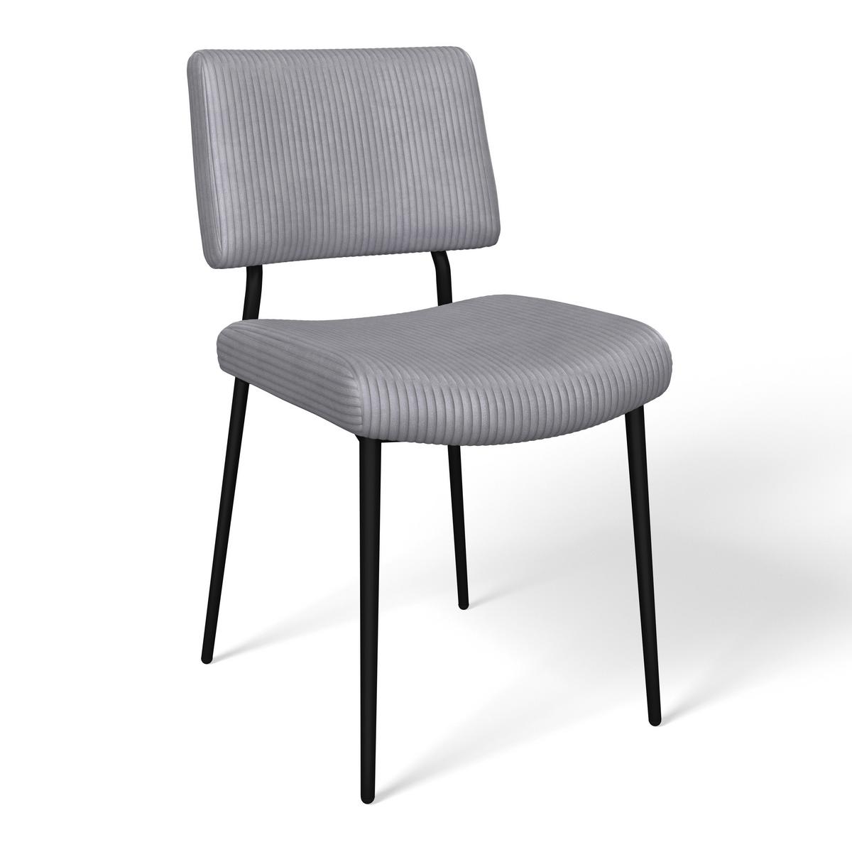 Stol Elia, Siva, Rebrasti Žamet - siva/črna, Moderno, kovina/tekstil (56/85/47cm) - Bessagi Home