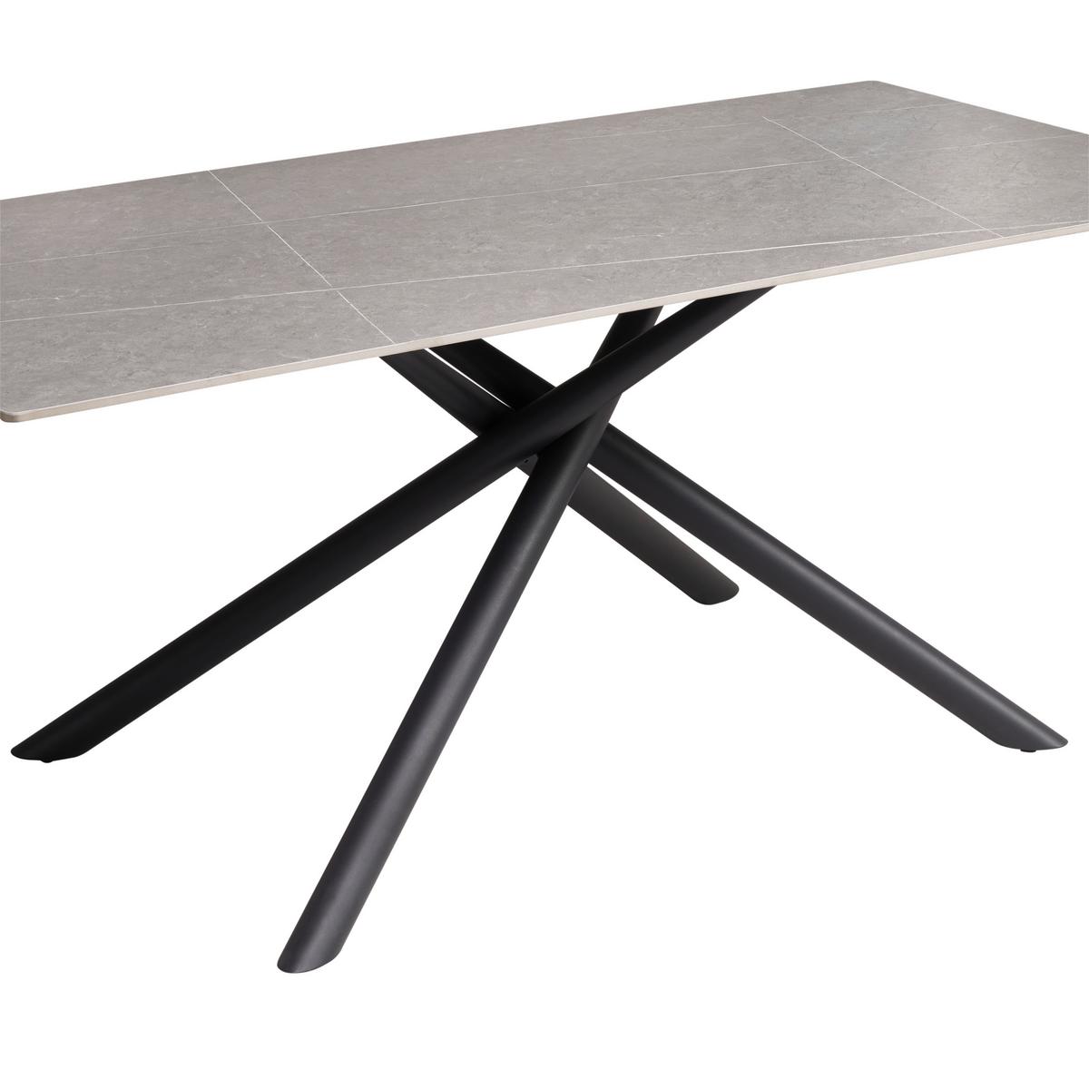 Jedilna Miza Lior, Siva, 180x90 - siva/črna, Konvencionalno, kovina/keramika (180/90/76cm) - MID.YOU