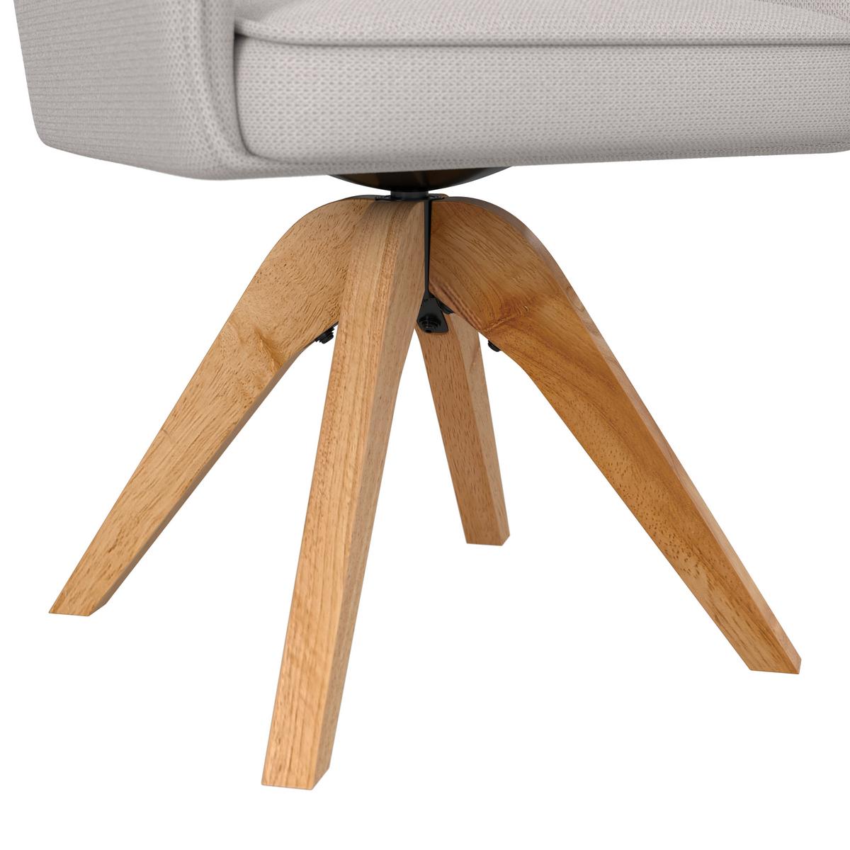 Armlehnstuhl Lorelei Hellgrau Webstoff Drehbar Gepolstert - Hellgrau/Naturfarben, MODERN, Holz/Textil (58/87/63cm) - Bessagi Home