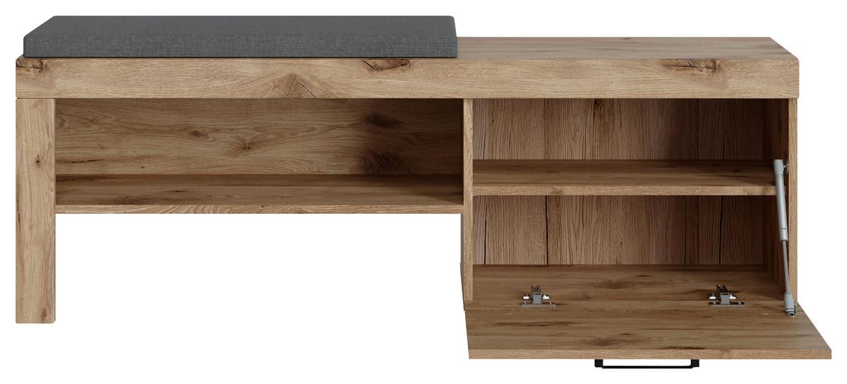 Klupa Roxy - boje hrasta/tamno siva, Design, drvni materijal/metal (140/51,9/37,9cm) - Modern Living