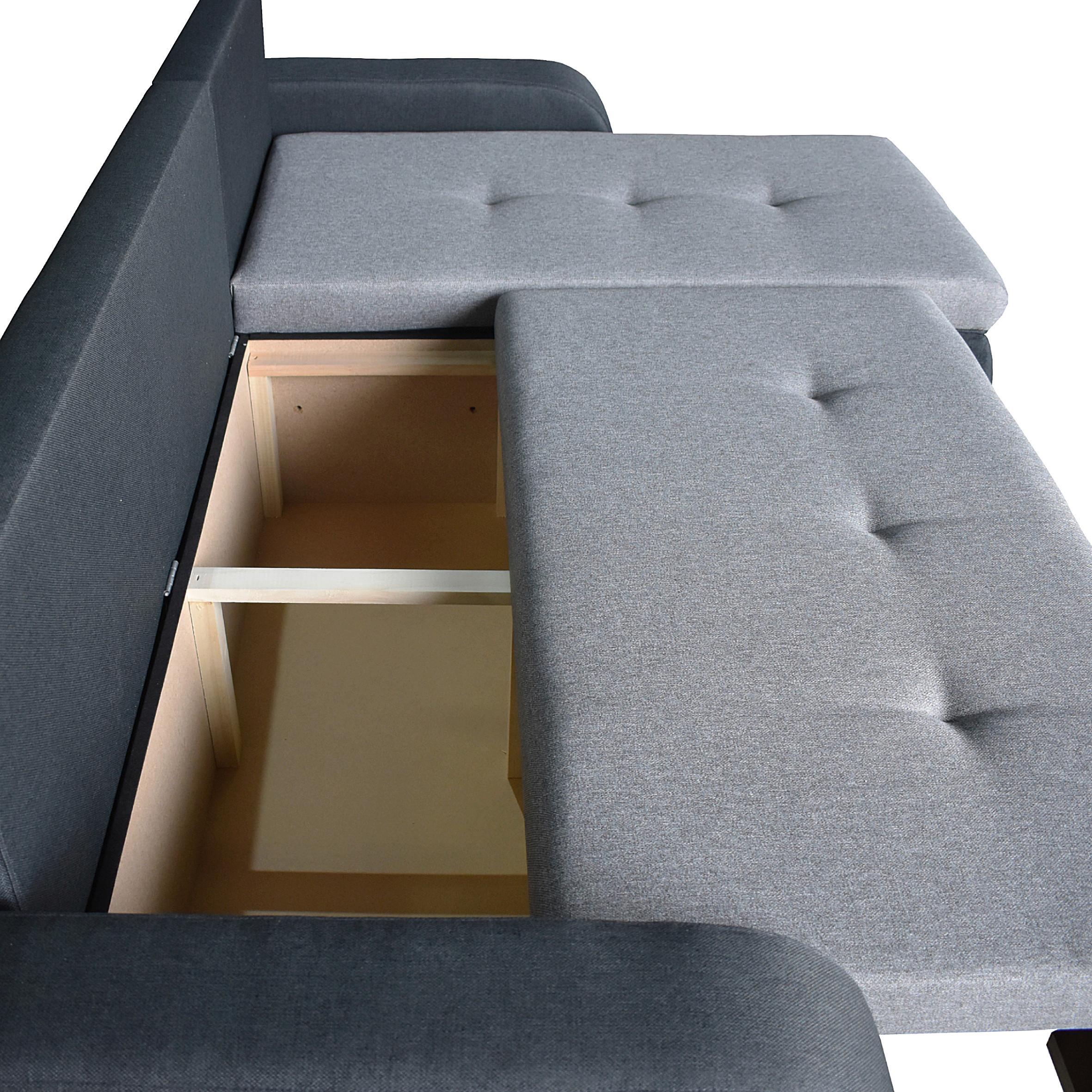 Coltar PARMA - gri deschis/gri închis, Modern, plastic/lemn (220/82/136cm) - Based