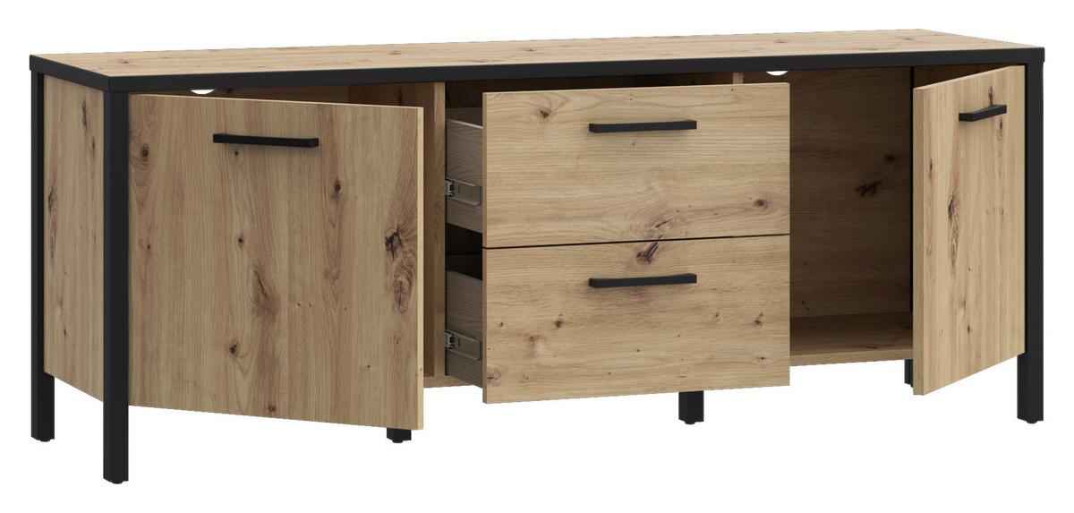 Tv Komoda Kirikus - hrast Artisan/crna, Lifestyle, drvni materijal (139,8/54,3/40,2cm) - Modern Living