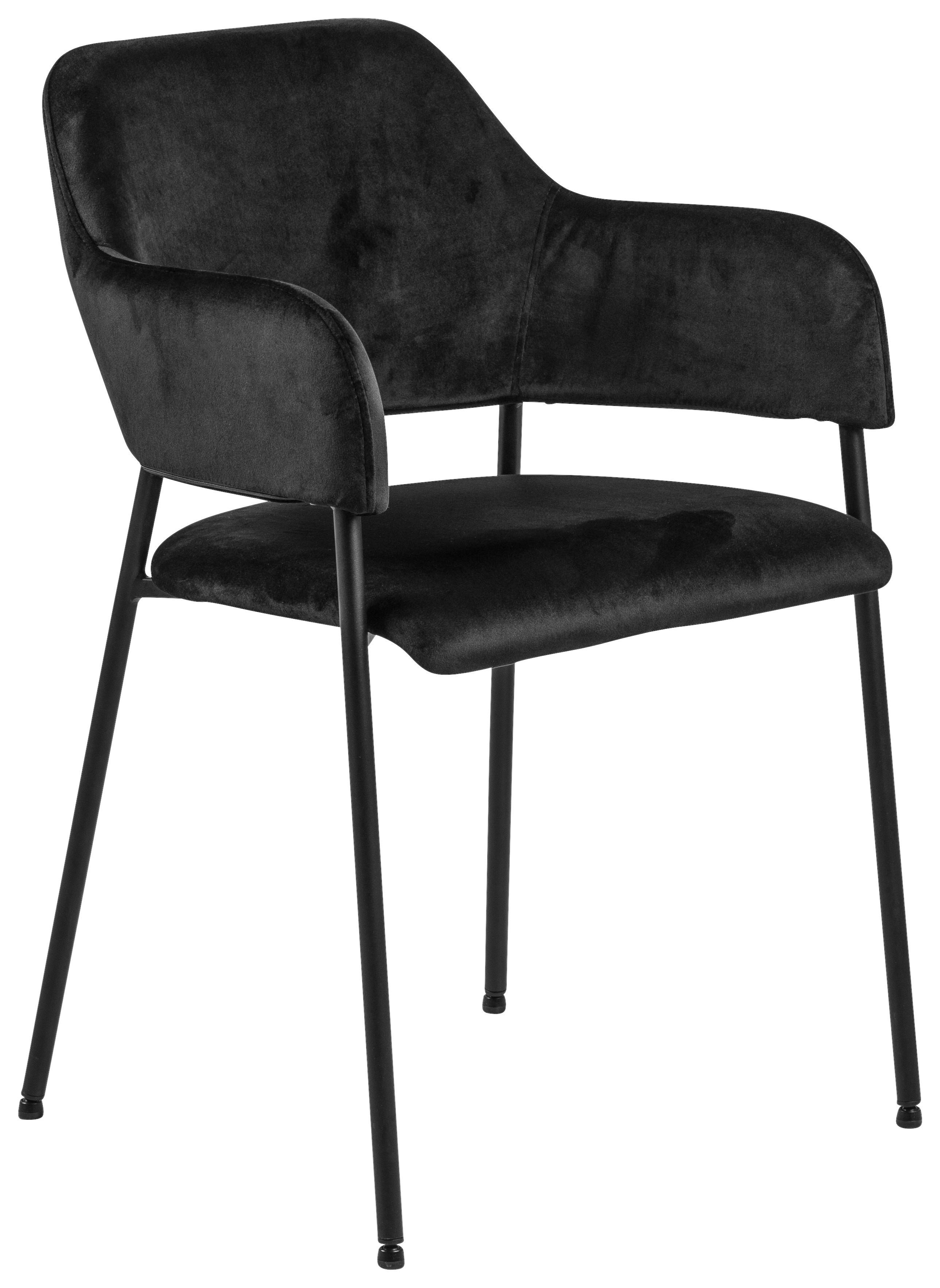 KRZESŁO Z PODŁOKIETNIKAMI LIMA - czarny, Design, metal/tkanina (54/82/55cm) - Livetastic