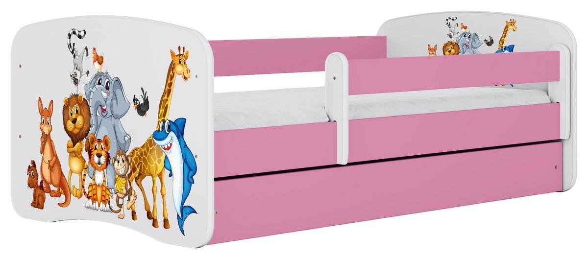 Otroška Postelja Babydreams, Bela, Roza, 80x160cm - pink/bela, Moderno, tekstil/leseni material (80/160cm) - MID.YOU