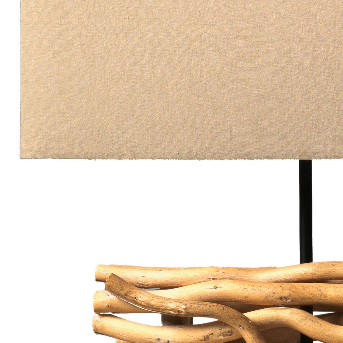 Tischleuchte Marica Hellbraun max. 22 Watt - Hellbraun, Natur, Holz/Textil (40/50/15cm)