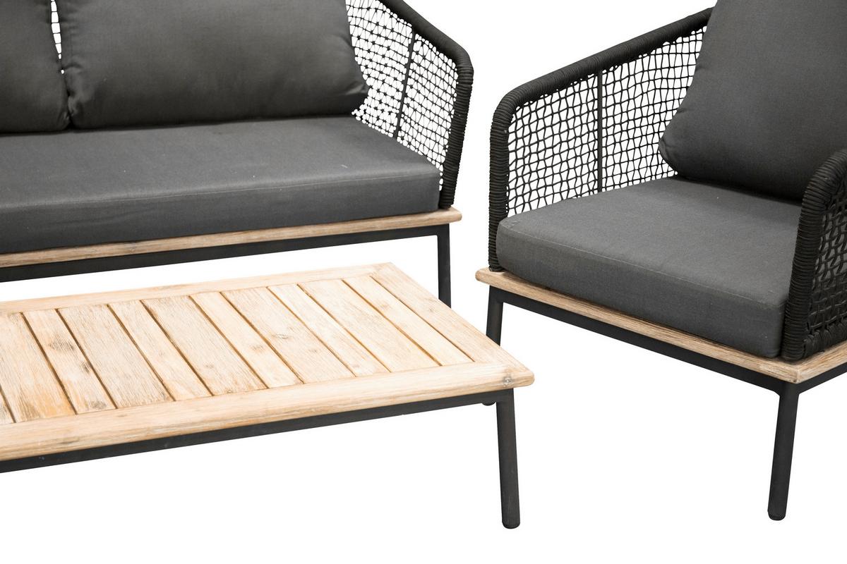 Loungegarnitur Andorra ca. 79,5x148 cm Schwarz - Schwarz, KONVENTIONELL, Kunststoff (79,5/148cm) - Gardenson