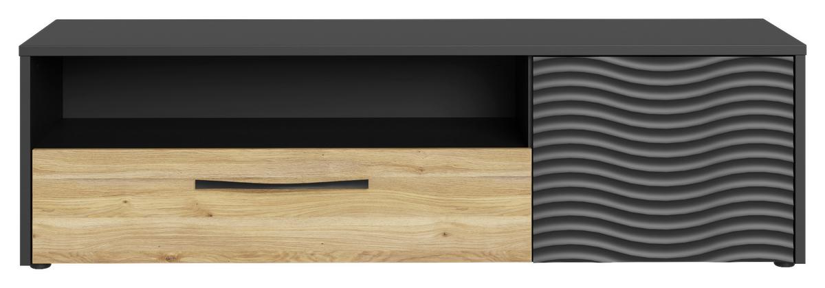 Tv-element Karlshamn - črna/barve hrasta, Moderno, kovina/leseni material (164,2/47,2/42cm) - Mömax