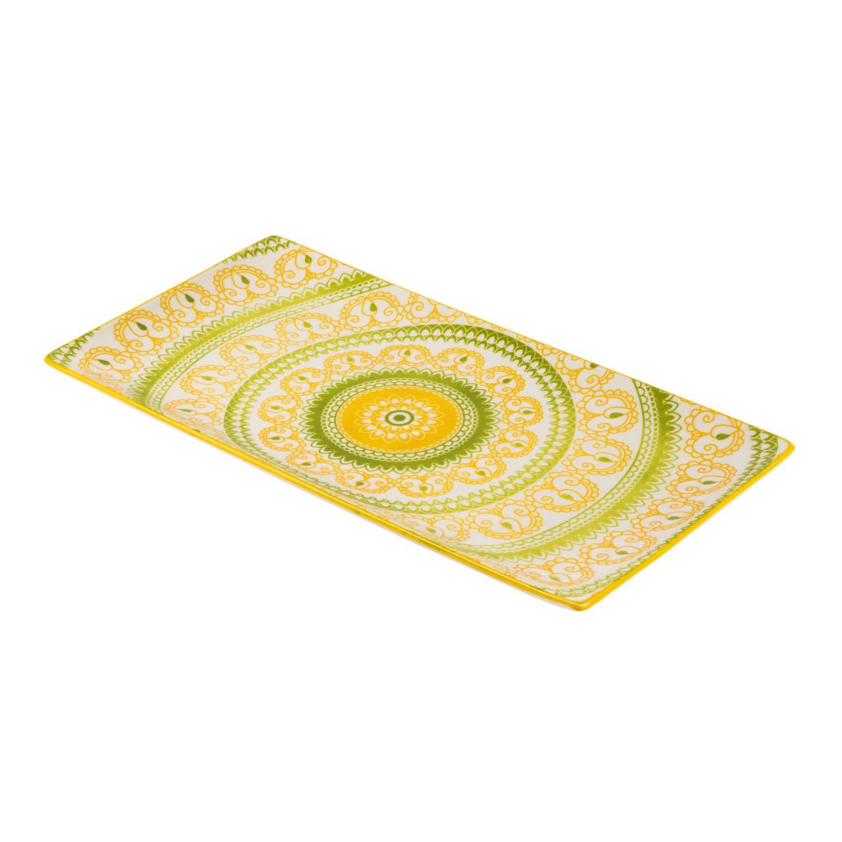 Platou de servire MAJA - M - galben/verde, Lifestyle, ceramică (25/13/1,6cm) - Mömax