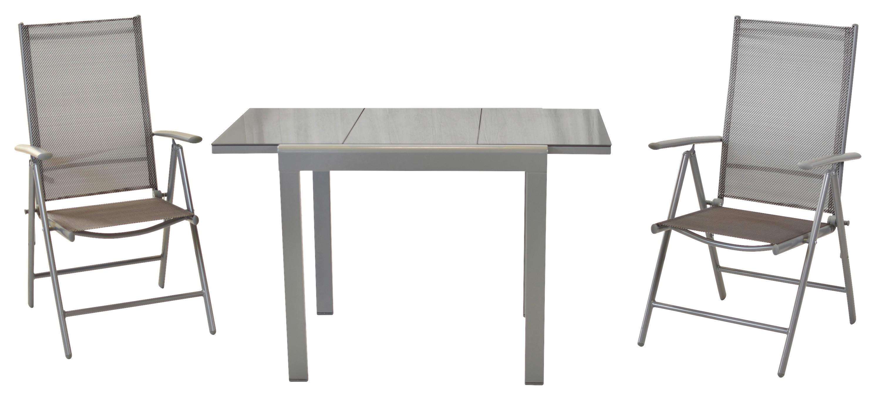 GARTENSET AMALFI - Silberfarben/Braun, MODERN, Kunststoff/Metall - Gardenson