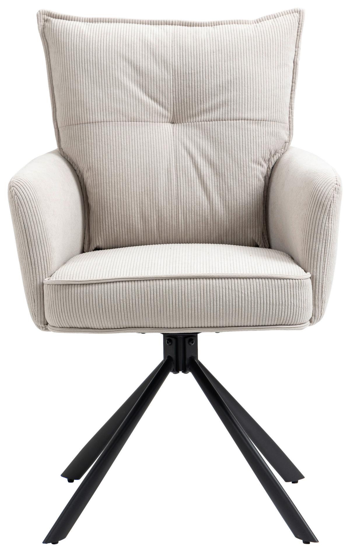 KRZESŁO Z PODŁOKIETNIKAMI POINT - beżowy, Design, metal/tkanina (60/95/67cm) - Novel