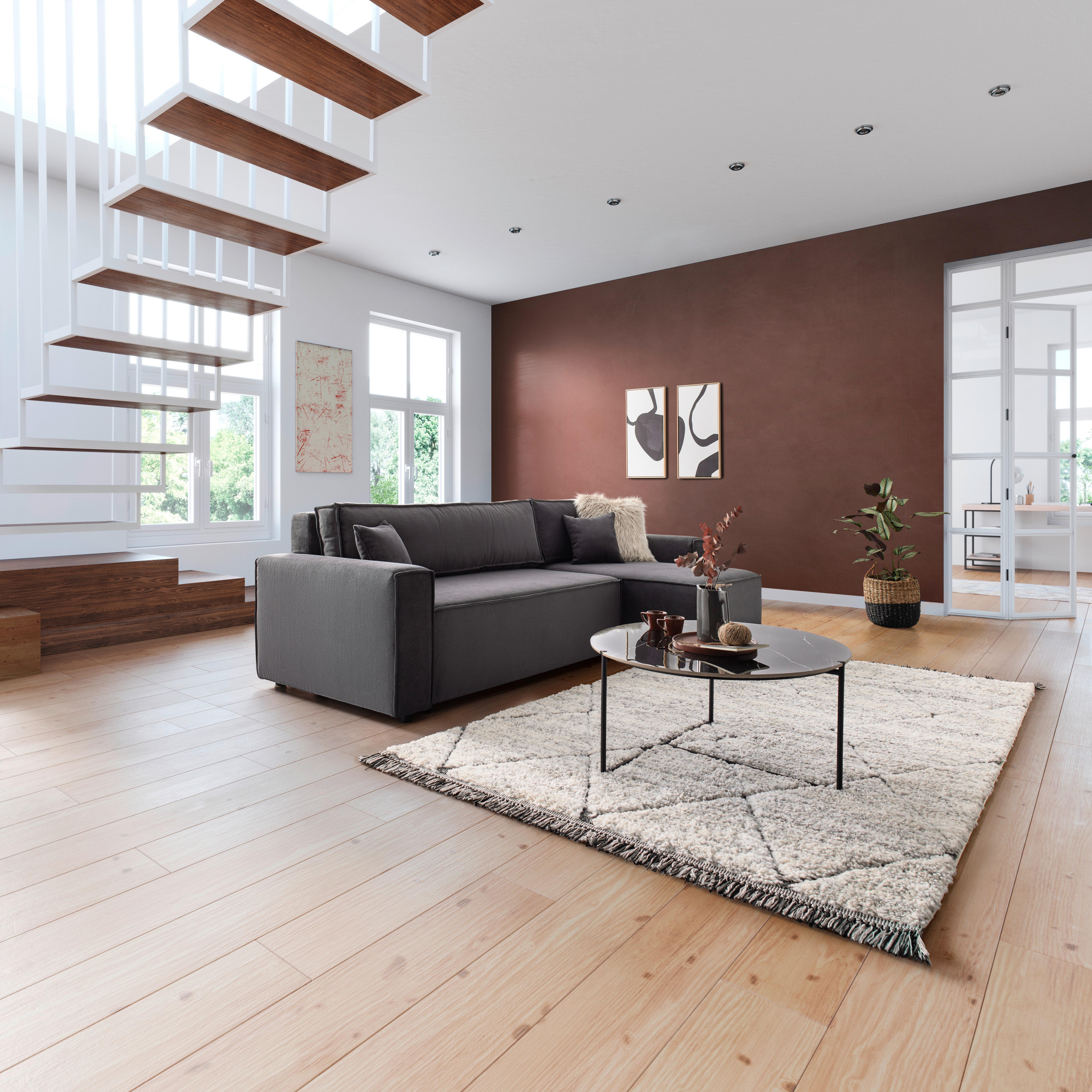 Sedežna Garnitura Mira, Siva, Ležišče - temno siva/siva, Basics, tekstil (248/76/140cm) - Modern Living