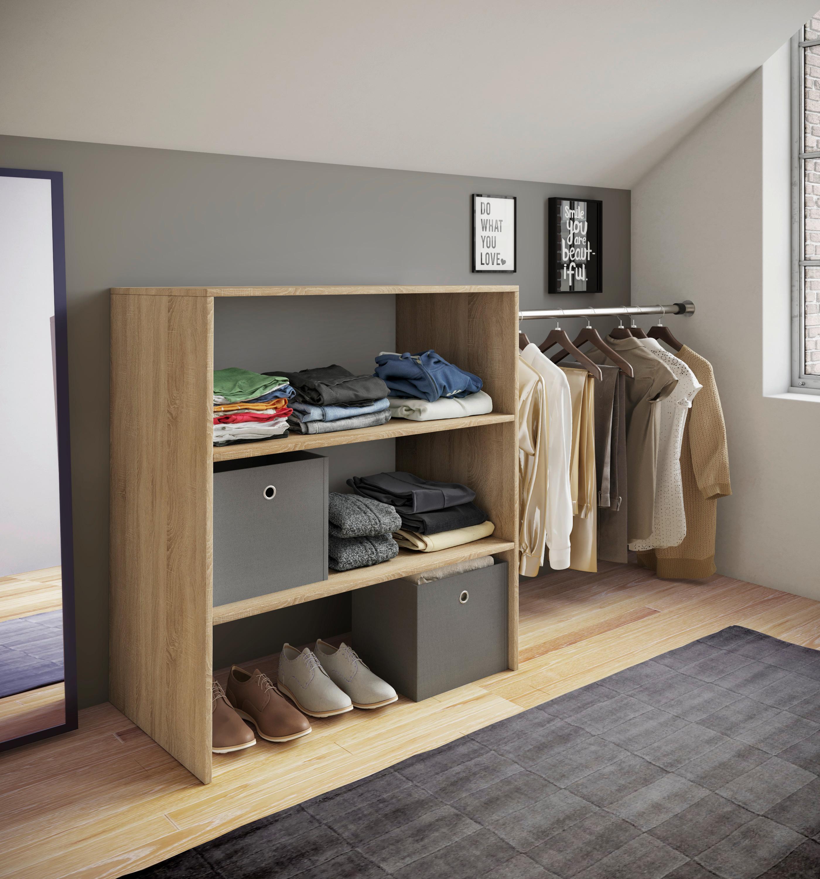Regal Dacho, Hrast - hrast sonoma, Basics, kovina/leseni material (90/100/50cm) - MID.YOU