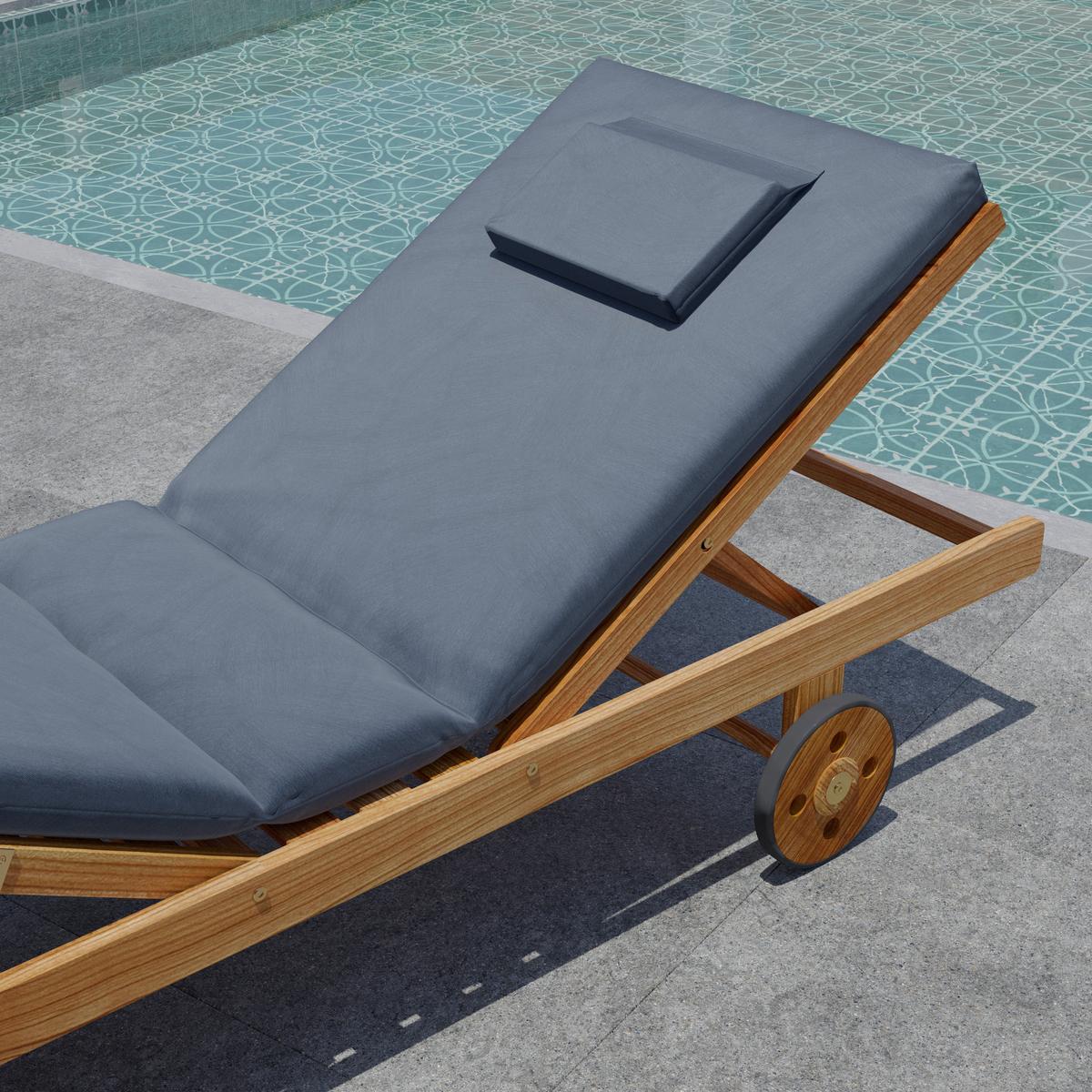 Șezlong Emma - gri închis, Modern, lemn/textil (201/85/74cm) - Mömax