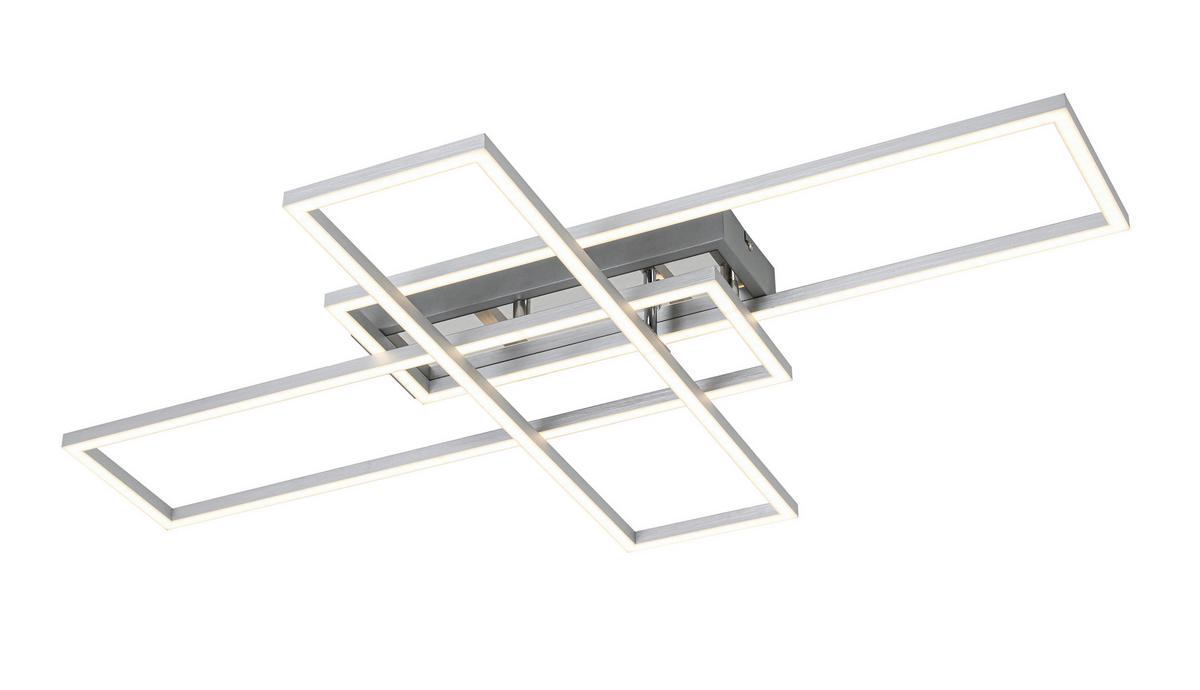 LAMPA SUFITOWA LED MANSFIELD *SBN* - kolor srebrny/kolor aluminiowy, Basics, tworzywo sztuczne/metal (82,5/55/8cm) - Novel