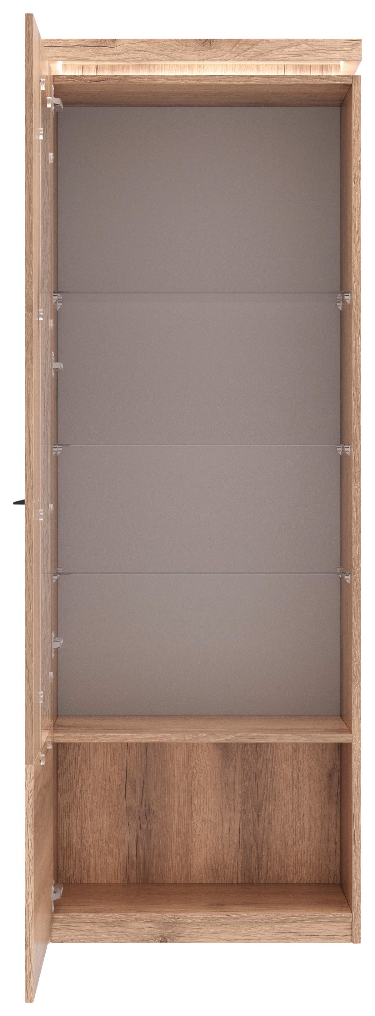 Vitrina Vancouver, Z Osvetlitvijo - barve hrasta/antracit, Moderno, kovina/steklo (70/198/38cm) - Mömax
