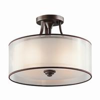 Stropna Svjetiljka Lacey Kl-Lacey-Sf-Mb - brončane boje/tamno smeđa, Natur, staklo/metal (38.1/27.8cm) - Elstead Lighting