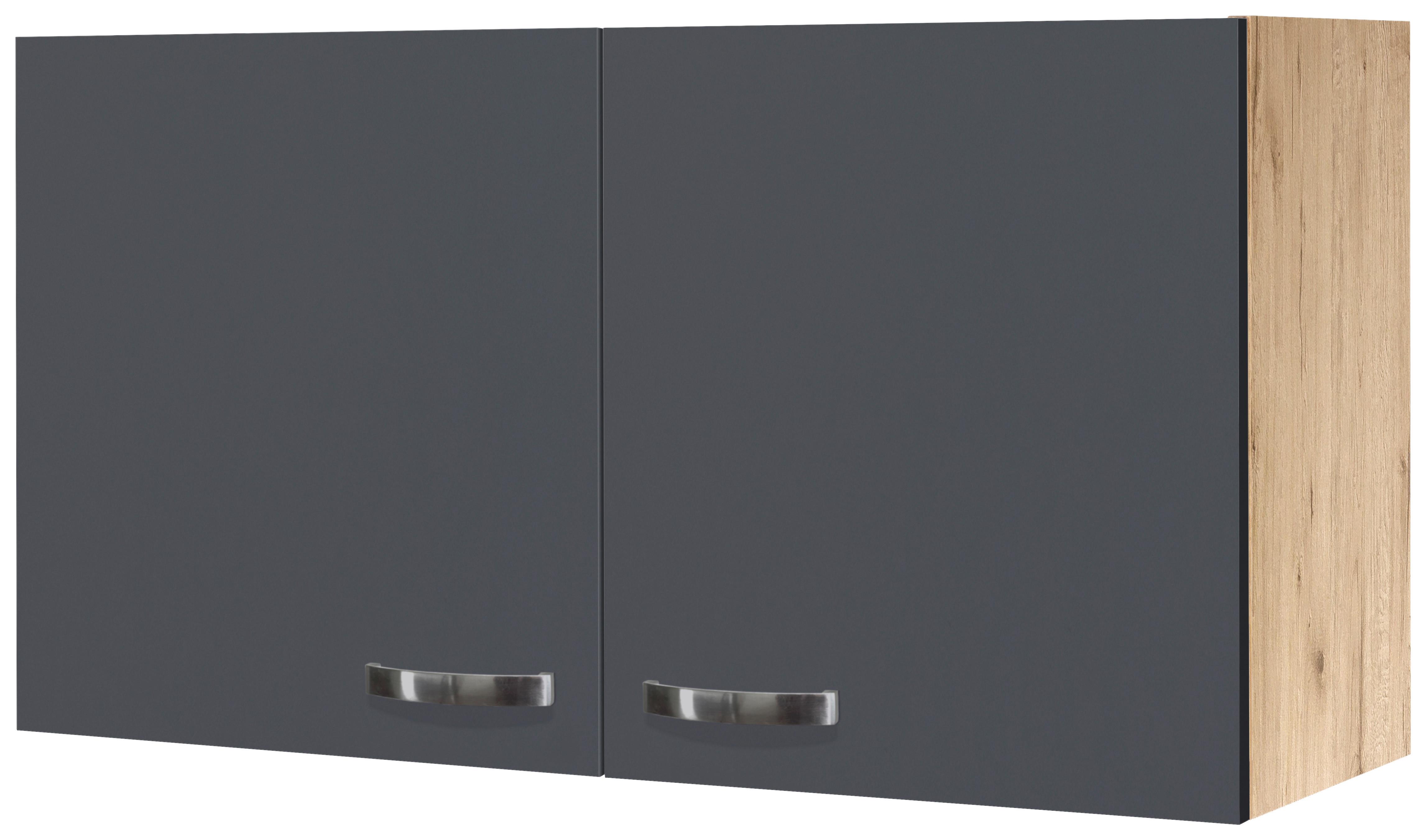 Kuhinjska Zgornja Omarica Shadow, Siva, Barva Hrasta - barve nerjavečega jekla/temno siva, Moderno, kovina/leseni material (100/54/32cm)