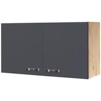 Küchenoberschrank Shadow ca. 100x54x32 cm Grau/Eiche - Edelstahlfarben/Dunkelgrau, MODERN, Holzwerkstoff/Metall (100/54/32cm) - FlexWell