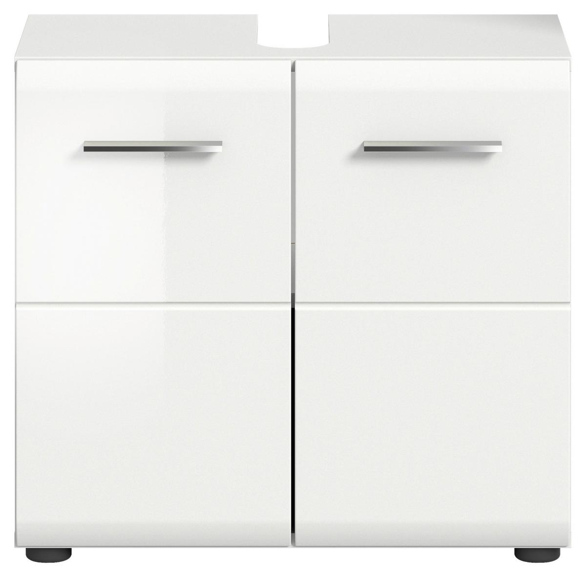 Waschbeckenunterschrank Ice ca. 60x54x32 cm Weiß hochglanz - Weiß Hochglanz/Anthrazit, MODERN, Holzwerkstoff (60/54/32cm) - MID.YOU