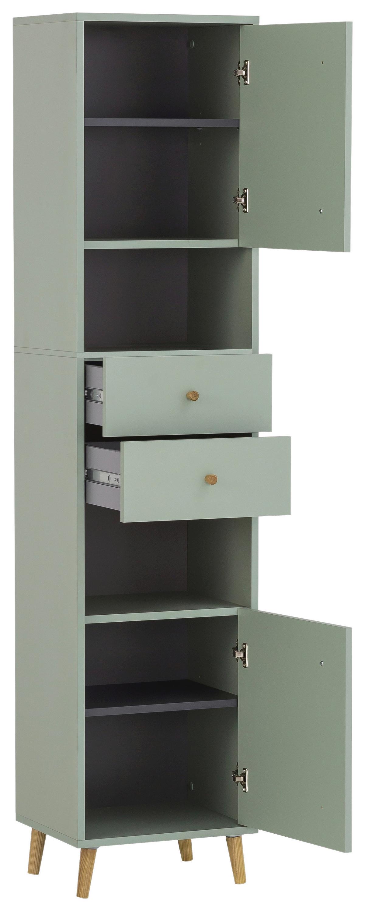 Visoka Omara Bjarne, Pastelno Zelena - barve jesena/barve hrasta, Moderno, leseni material/les (40,3/180,6/33,1cm) - Stylife