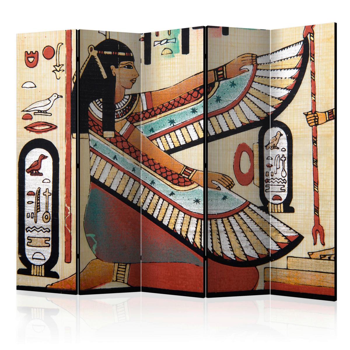 Paravan Egyptian Motif I, 5-Delni, Dvostranski - večbarvno, Basics, tekstil/les (225/172/3cm) - artgeist